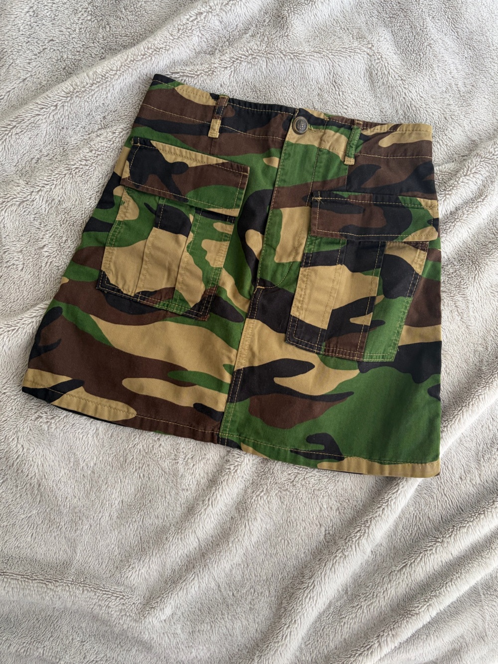 Zara Camo Mini Skirt in Green, Brown, Black